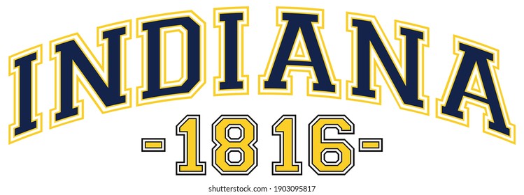 Retro college varsity font typography indiana state slogan print for tee - t shirt and sweatshirt - hoodie