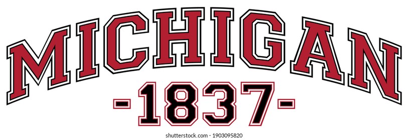Retro college varsity font typography michigan state slogan print for tee - t shirt and sweatshirt - hoodie