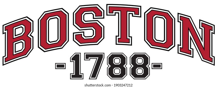 Retro college varsity font typography boston state slogan print for tee - t shirt and sweatshirt - hoodie