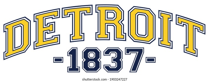 Retro college varsity font typography detroit state slogan print for tee - t shirt and sweatshirt - hoodie