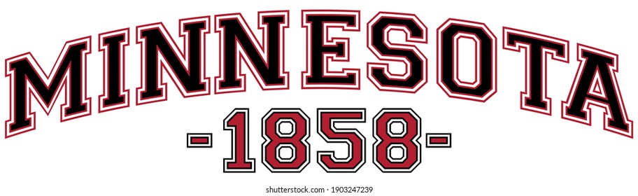 Retro college varsity font typography minnesota state slogan print for tee - t shirt and sweatshirt - hoodie