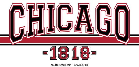 Retro college varsity font typography chicago city slogan vector print for tee - t shirt and sweatshirt - hoodie