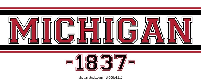 Retro college varsity font typography michigan state slogan vector print for tee - t shirt and sweatshirt - hoodie