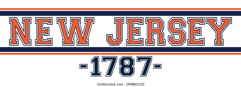 Retro college varsity font typography new jersey state slogan vector print for tee - t shirt and sweatshirt - hoodie