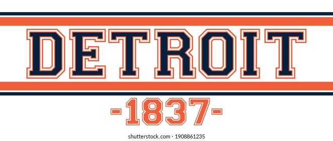 Retro college varsity font typography detroit city slogan vector print for tee - t shirt and sweatshirt - hoodie