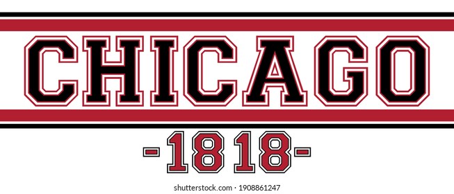 Retro college varsity font typography chicago city slogan vector print for tee - t shirt and sweatshirt - hoodie