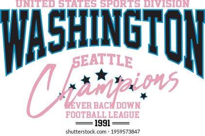 Retro college varsity font typography Washington seattle slogan print for tee - t shirt and sweatshirt - hoodie
