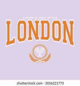 Retro college varsity font typography London slogan print