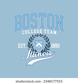 Retro college varsity font typography , Varsity Usa, Boston, Illinois slogan print for fashion tee and tshirt