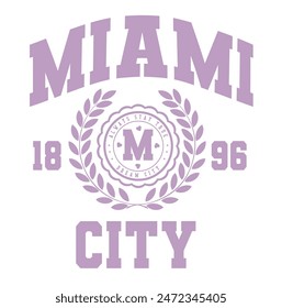 Retro college varsity font typography, Varsity Usa, Miami slogan print for fashion tee and tshirt