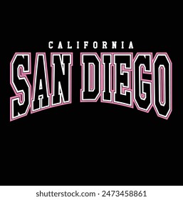 Retro college varsity font typography, Varsity Usa, San Diego slogan print for fashion tee and tshirt