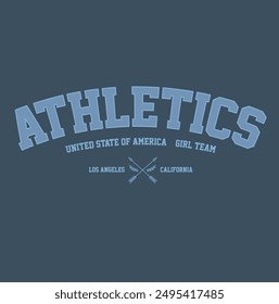 Tipografía retro de la fuente de la universidad, Varsity Usa, impresión del lema para la camiseta y la camiseta de la moda