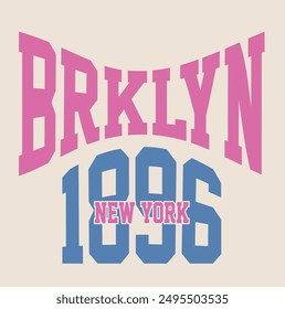 Retro college varsity font typography, Varsity Usa, brooklyn slogan print for fashion tee and tshirt