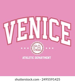 Retro college varsity font typography, Varsity Usa, venice slogan print for fashion tee and tshirt