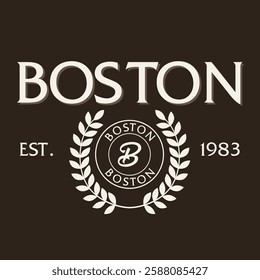 Retro college varsity font typography boston state slogan print for tee - t shirt and sweatshirt - hoodie