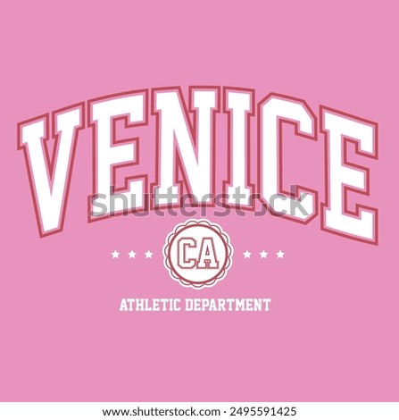 Retro college varsity font typography, Varsity Usa, venice slogan print for fashion tee and tshirt