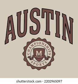 Retro college varsity font vector austin champions spotrs typography design