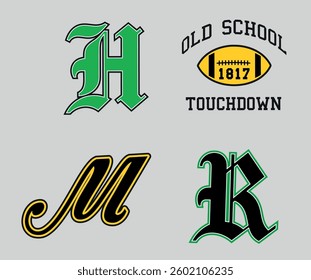 Retro college varsity logos, vector illustration, for t-shirt graphic.