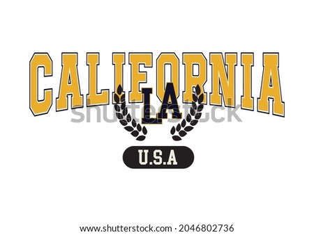 Retro college varsity typography California college slogan print for girl tee , t shirt or sweatshirt , hoodie