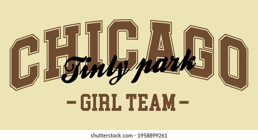 Retro college varsity typography Chicago tinly park slogan print for girl tee - t shirt or sweatshirt - hoodie