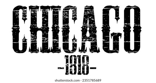 Tipografía de varsity de la universidad de Retro impresión de slogan de chicago con fuente angustiada para tee - camiseta o sudadera - capucha
