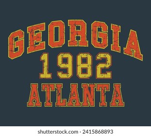 Retro college varsity typography Georgia Atlanta editable ready to use for Tee shirt, Hoodie, Sweatshirt vector artwork