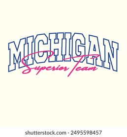 Retro college varsity typography michigan slogan print for girl tee - t shirt or sweatshirt