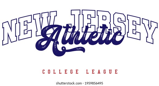 Retro college varsity typography New Jersey slogan print for girl tee - t shirt or sweatshirt - hoodie