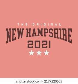 Retro college varsity typography New Hampshire slogan print for girl tee — t-shirt or sweatshirt, hoodie
