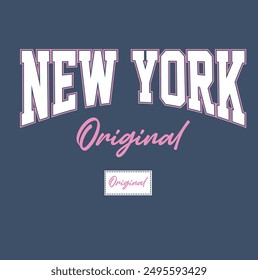 Tipografía universitaria retro de nueva york con estampado de eslogan original para niña tee - camiseta o sudadera