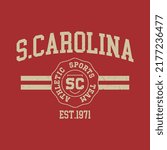 Retro college varsity typography South Carolina slogan print, vector illustration, for t-shirt graphic.