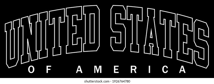 Retro college varsity typography united states of america slogan print for tee - t shirt or sweatshirt - hood