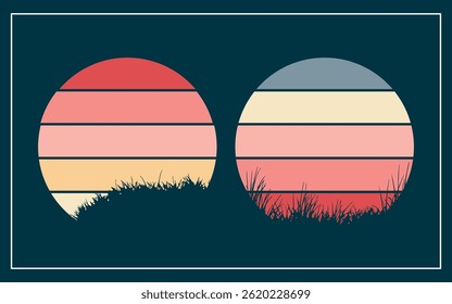 Design abstrato de cor retrô - estilo 70s arte vetorial editável