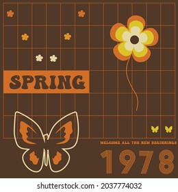 Retro color butterfly vector for tee and poster