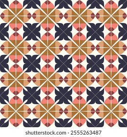 Retro color design showcasing pattern  motifs blended with Majolica pottery and traditional Portuguese-Spanish azulejo ceramic art traditions.
