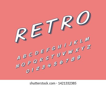 Retro color font and alphabet. Stock vector