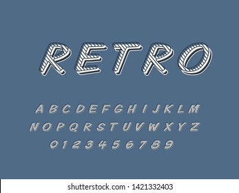 Retro color font and alphabet. Stock vector