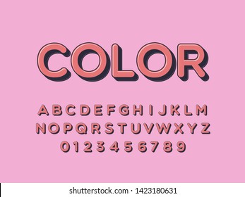 Retro color font and alphabet. Stock vector
