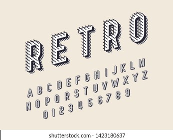 Retro color font and alphabet. Stock vector
