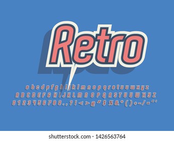 Retro color font and alphabet. Stock vector