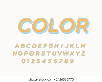 Retro color font and alphabet. Stock vector