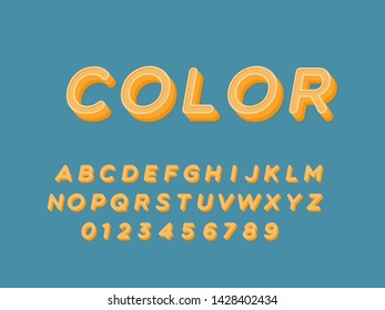 Retro color font and alphabet. Stock vector