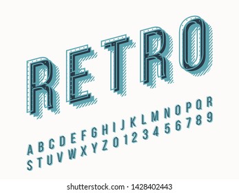 Retro color font and alphabet. Stock vector