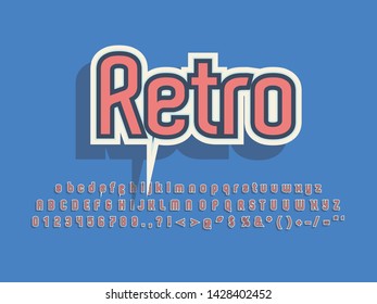 Retro color font and alphabet. Stock vector