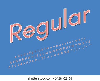 Retro color font and alphabet. Stock vector