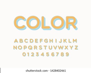 Retro color font and alphabet. Stock vector