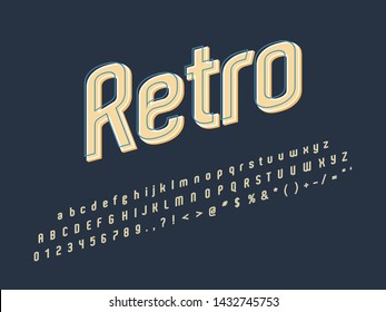 Retro color font and alphabet. Stock vector