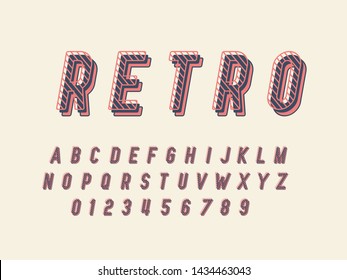Retro color font and alphabet. Stock vector