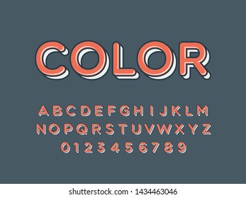 Retro color font and alphabet. Stock vector