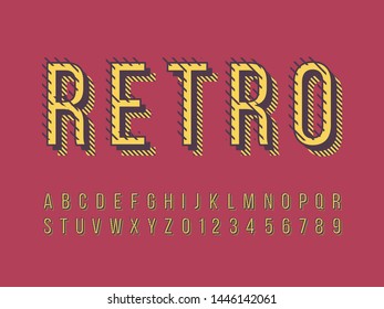 Retro color font and alphabet. Stock vector